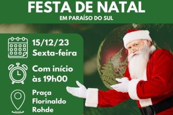 Convite: Festa de Natal, em Paraíso do Sul