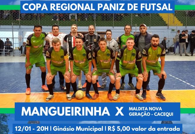 Convite para partida da equipe da Mangueirinha, representante paraisense na Copa Regional Paniz de Futsal (etapa oitavas de final)