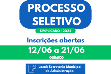 Processo Seletivo Simplificado para banca de cadastro reserva de: Químico.