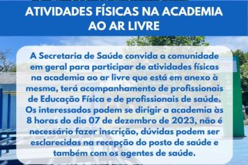 Convite para atividades físicas na academia ao ar livre