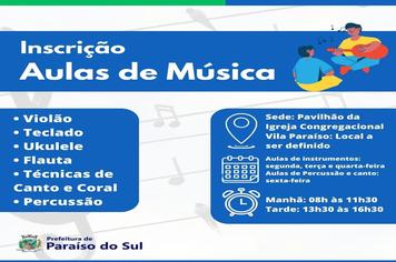 Aulas de música - Inscrições abertas