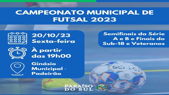 Jogos do Campeonato Municipal de Futsal: finais do Sub-18 e Veteranos