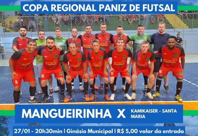 Convite para partida da equipe da Mangueirinha, representante paraisense na Copa Regional Paniz de Futsal (etapa quartas de final)