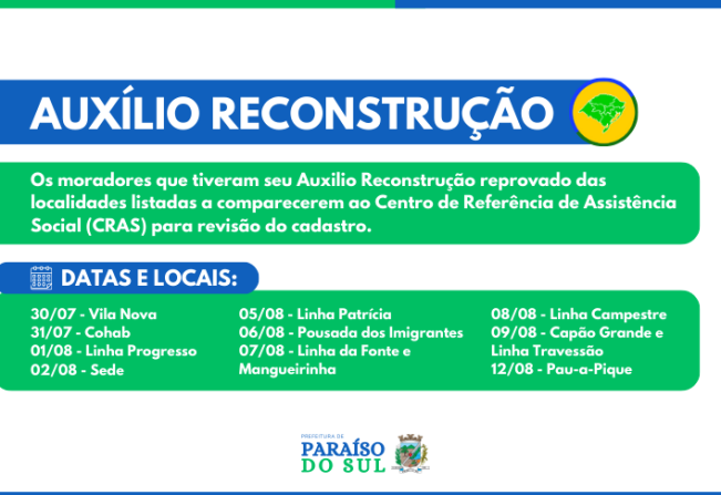 Comparecimento ao CRAS para Revisão de Auxílio